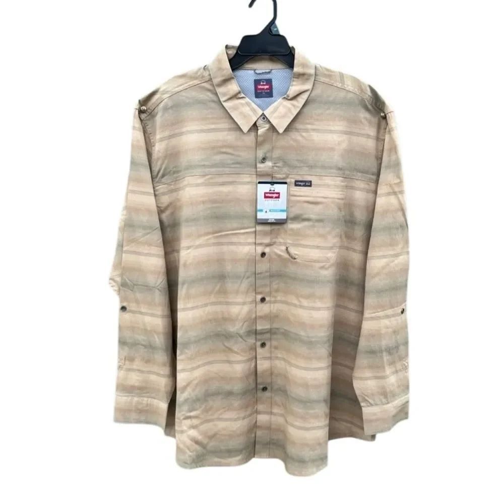 Wrangler Long Sleeve Outdoor Single Pocket Button Down Shirt Size 3XL